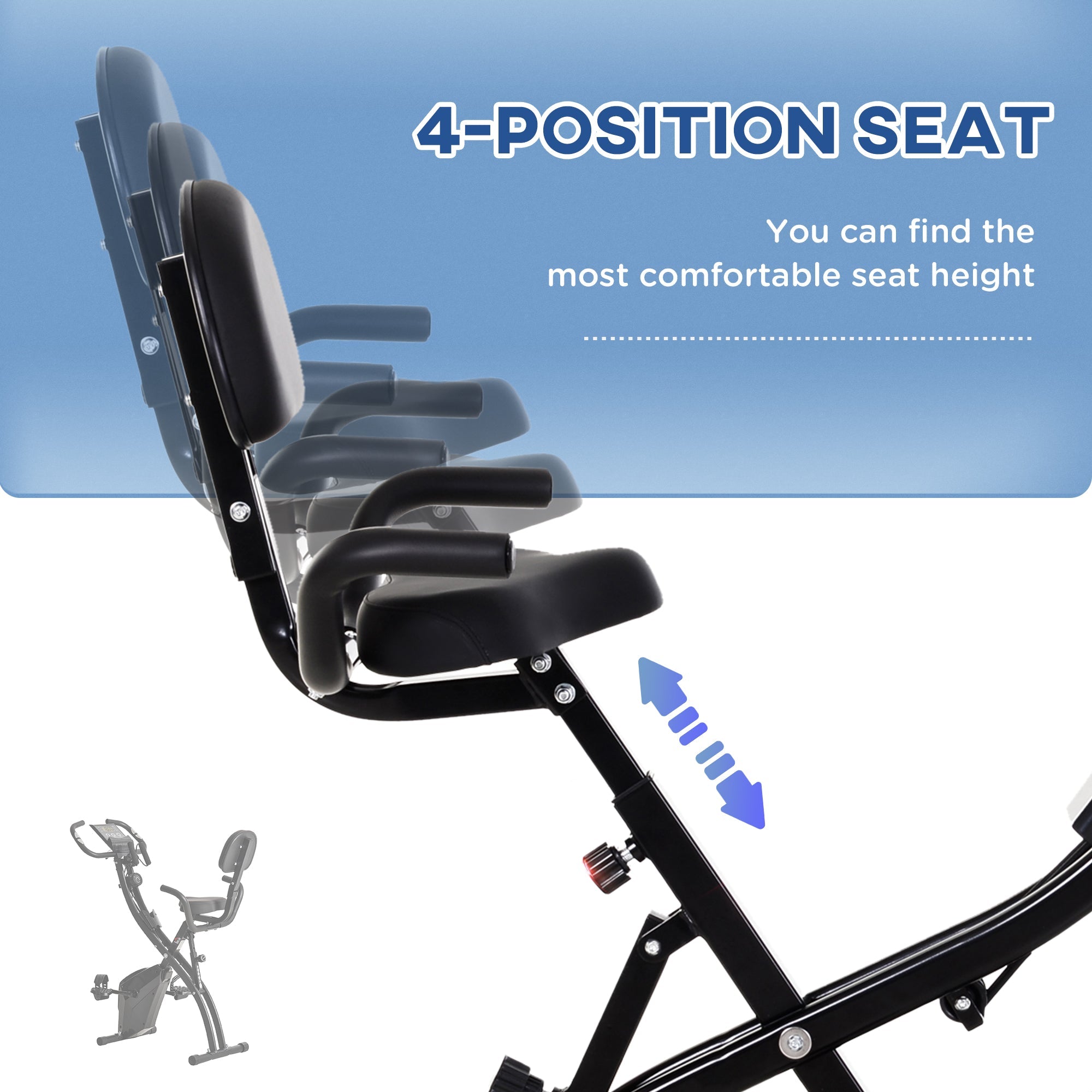 Soozier 2 in 1 Upright  Exercise Bike Stationary Foldable Magnetic Recumbent Cycling with Arm Resistance Bands Black 