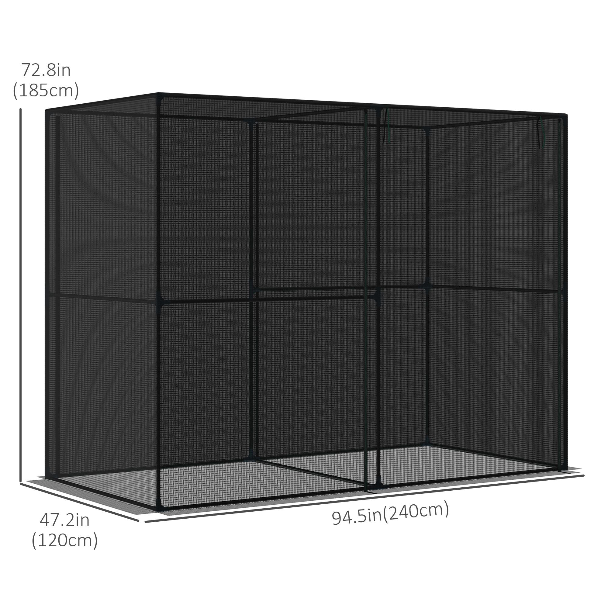 Outsunny 2.4 x 1.2 x 1.9m Plant Cage, Outdoor Walk-in Greenhouse with Insect-Proof Zippered Doors & Metal Frame for Gardening 