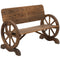 Outsunny Wooden Wagon Wheel Bench Rustic Design 2 Seater Garden Outdoor Chair High Back Loveseat