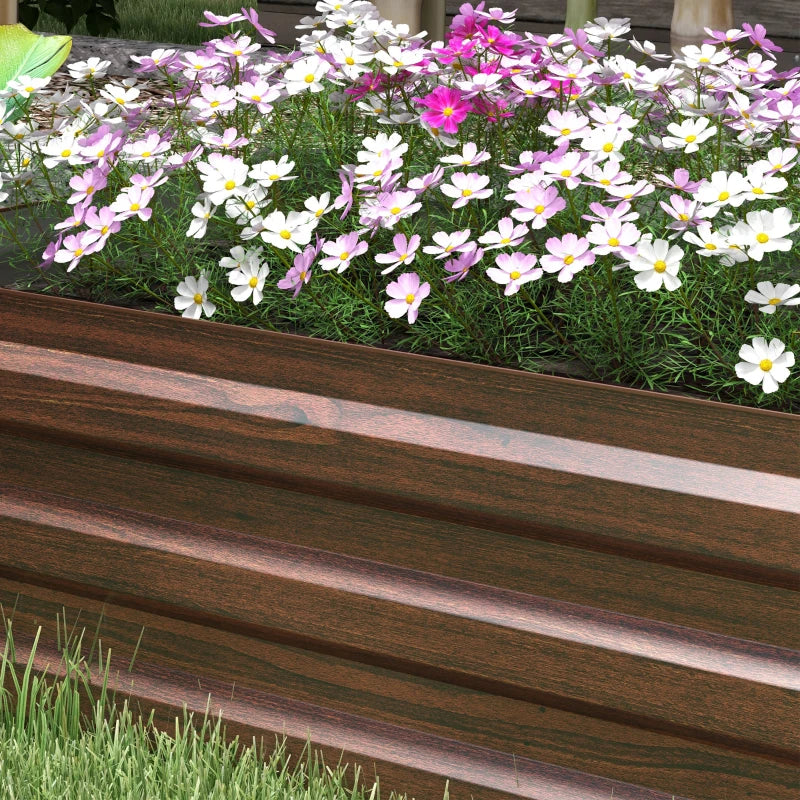 8'x2'x1' Galvanized Raised Bed, Large Elevated Planter Box for Growing Flowers, Herbs and Vegetables, Dark Brown