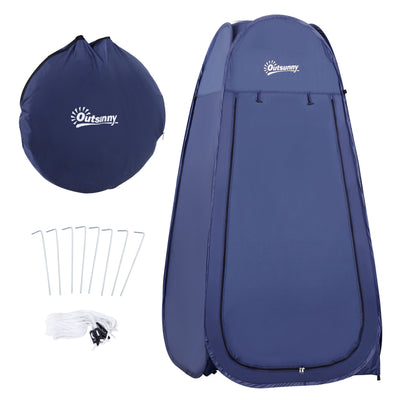 Outsunny Portable Pop Up Shower Tent Dressing Changing Room Privacy Shelter for Outdoor Camping Beach Toilet Blue 