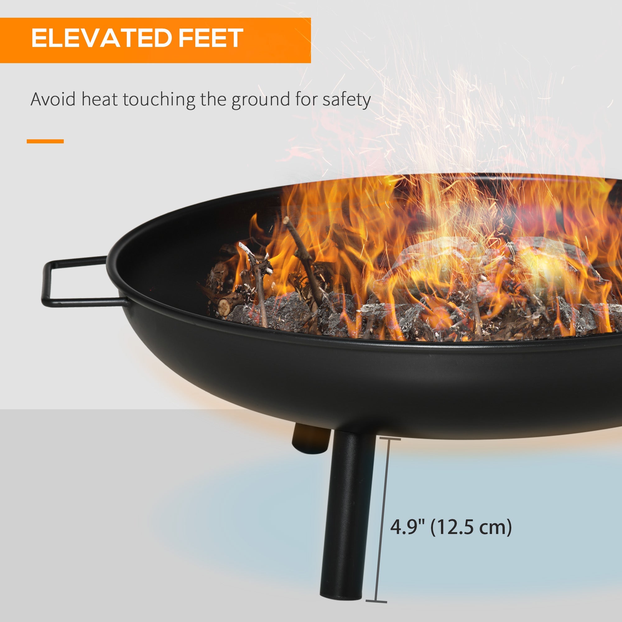 Outsunny 23" Round Outdoor Fire Pit, Portable Firepit Fireplace with Support Legs for Garden, Patio, Camping, Bonfire, Black 