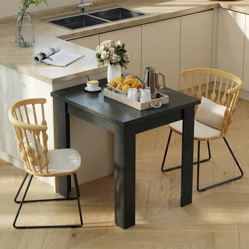 55" Extendable Dining Table for 4-6 Person, Kitchen Table with PU Handle and Felt Pads for Small Spaces, Black