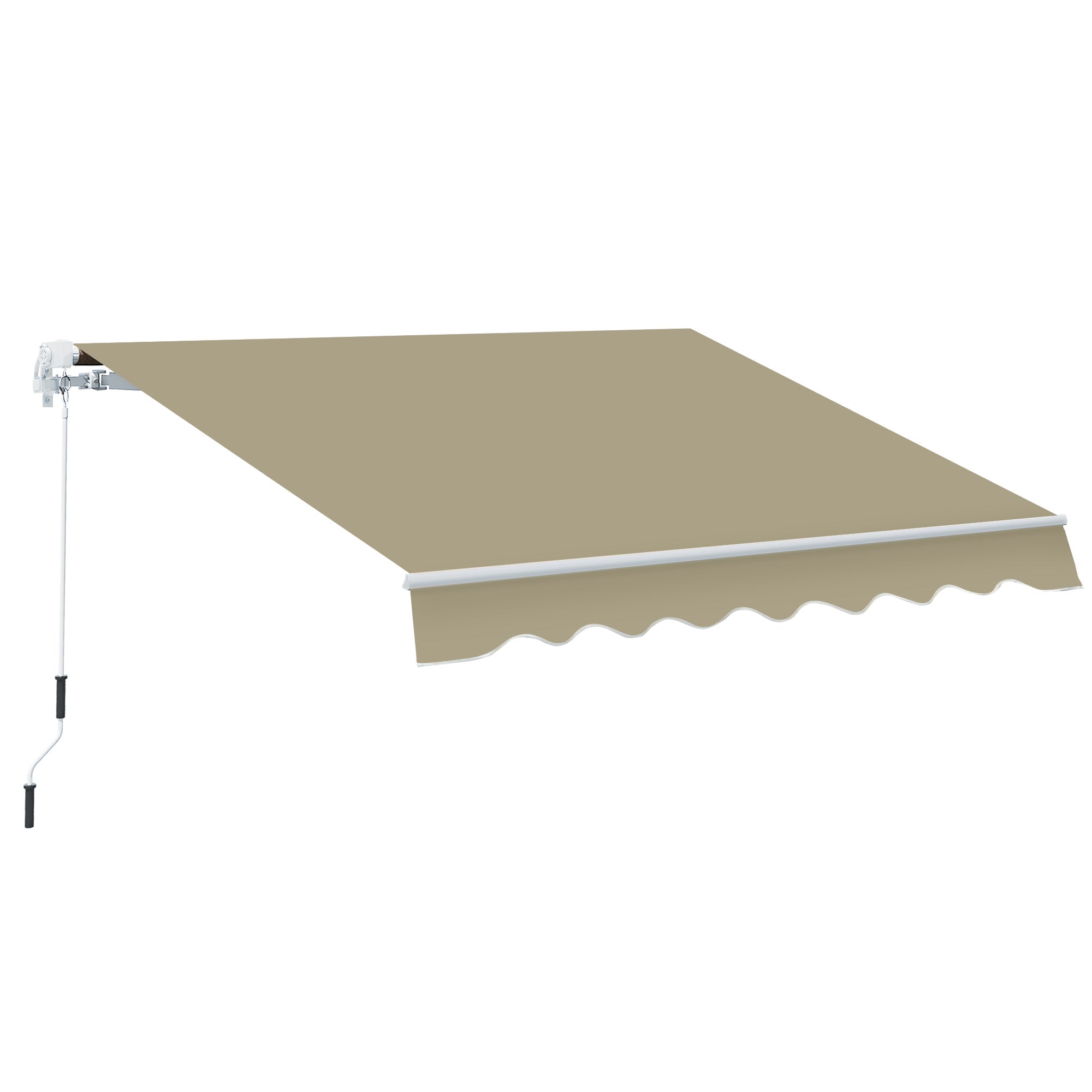 Outsunny Shade Retreat Awning: 8'x7' Manual Retractable Beige Patio Sun Canopy for Outdoor Deck 