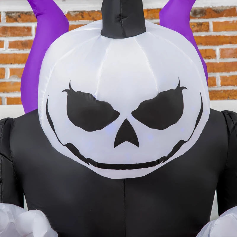 Outsunny 7ft Inflatable Halloween Ghost with Horns – LED Blow-Up Yard Display with Flame Effect 