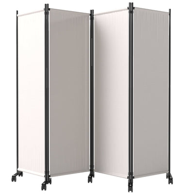 Outsunny Folding Room Divider with Castor Wheels, Rolling Privacy Screen for Patio Backyard Pool Hot Tub, 5.6ft Tall 
