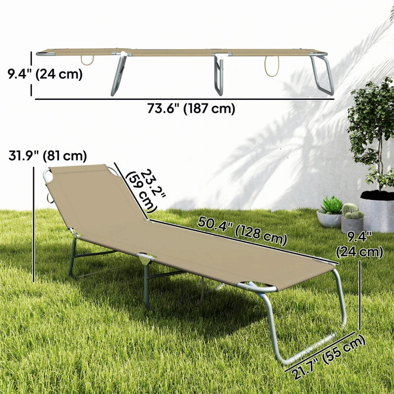 Folding Outdoor Lounge Chair Reclining Tanning Chair with Breathable Mesh Fabric for Patio Garden Pool, Brown
