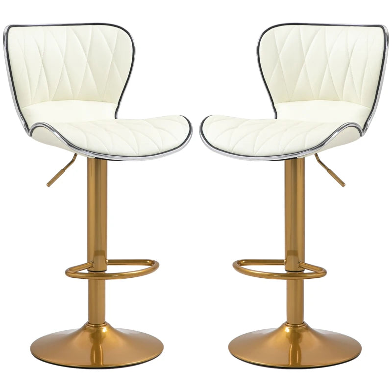 Counter Height Bar Stools Set of 2, Adjustable Height Bar Chairs with Swivel Seat, PU Leather Upholstery