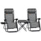 Outsunny Zero Gravity Chair Set of 2 Patio Chair with Side Table Cupholders and Pillows for Pool, Backyard, Lawn, Beach, Grey