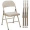 HOMCOM Set of 4 Metal Foldable Chairs, Linen Fabric Padded Folding Chairs with Cushion Seat and Open Back for Indoor, Beige