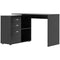 HOMCOM L-Shaped Desk Computer Corner with Storage Shelf Drawer Black Home Office Workstation