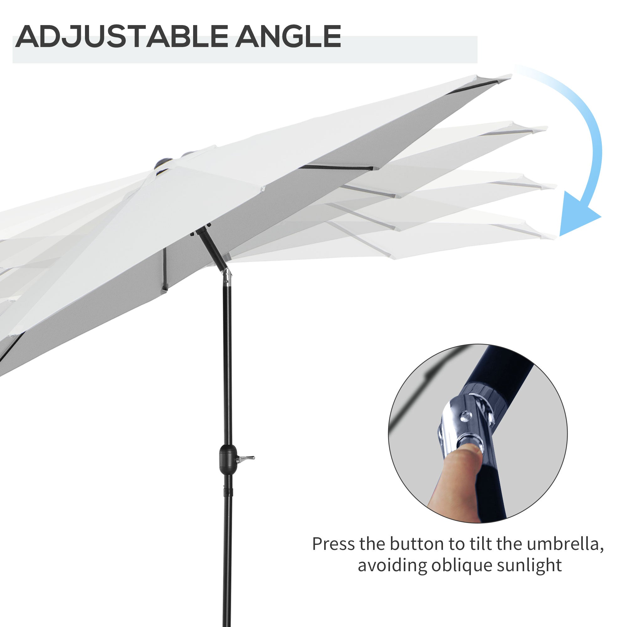 Outsunny Adjustable Patio Sunshade: 10ft Round Parasol with Crank and Tilt for Outdoor Garden Pool, White 