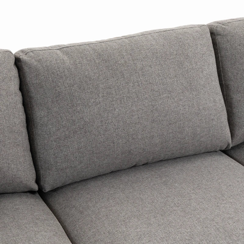 3 Seater Sofa with Storage Pockets, Modern Upholstered Couch with Pocket Springs, Grey