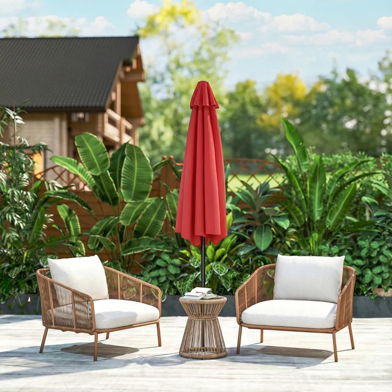 Patio Sun Umbrella, Outdoor Parasol with 6 Ribs, Wine Red