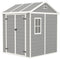 Outsunny 6' x 6' Resin Outdoor Storage Shed with Floor, Window, Lockable Doors and Vents for Backyard Patio Lawn, Grey