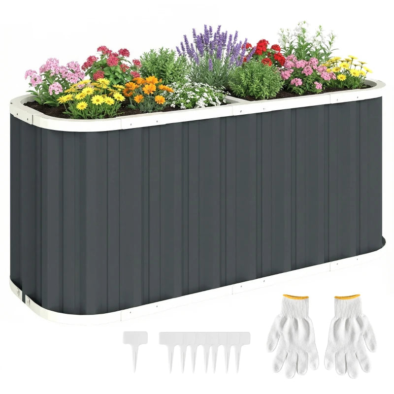 Galvanized Raised Garden Bed, Deep Rot Planter Box, Outdoor Garden Bed with Plant Labels, 5' x 2' x 2', Dark Grey