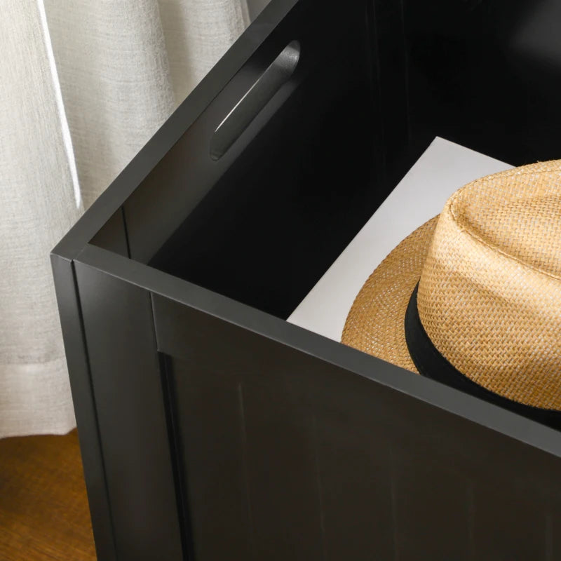 Large Storage Box Storage Trunk Cabinet Container with Lid and 2 Safety Hinges, Black