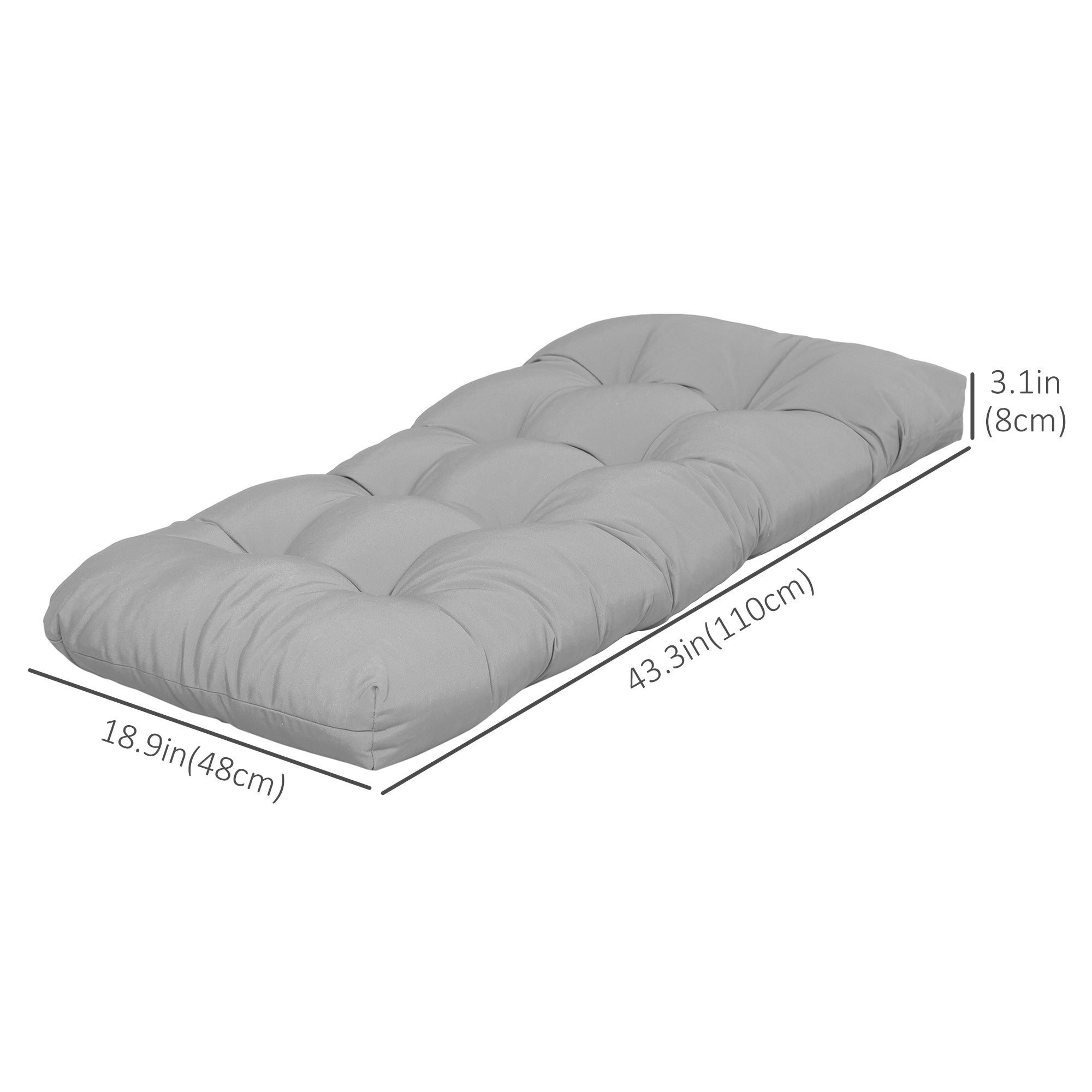 Outsunny Cozy Comfort: 2-Piece Patio Bench Cushion Set, Replacement Outdoor Loveseat Seat Pad, Gray, 43" x 19" x 3" 