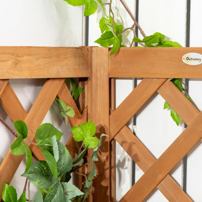 Raised Garden Bed Wood Planter with Trellis for Vine Climbing, 16" x 16" x 57", Brown