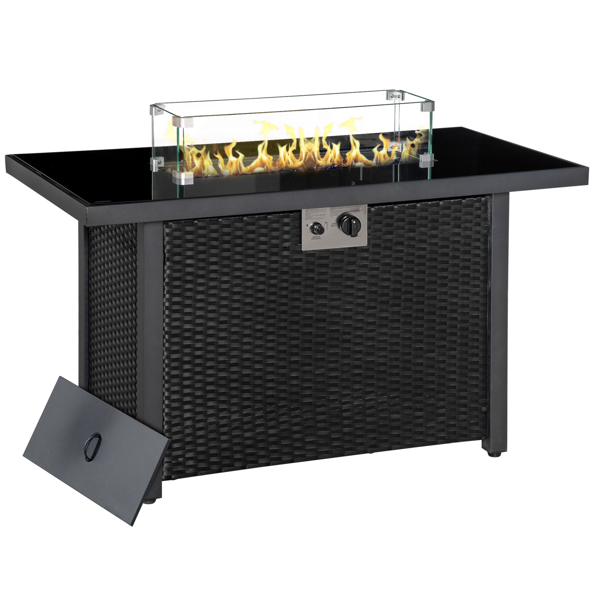 Outsunny Outdoor Propane Gas Fire Pit Table 43 Inch 50000 BTU Electric Ignition CSA Certified Black 
