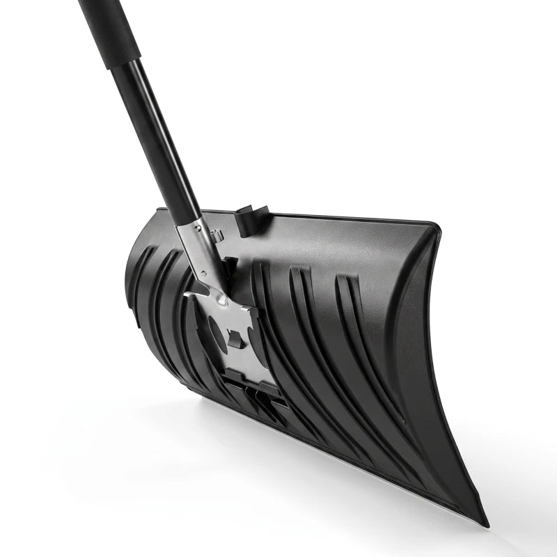 2-in-1 Snow Shovel & Ice Scraper, 22" Heavy-Duty Snow Pusher with Metal Wear Strip