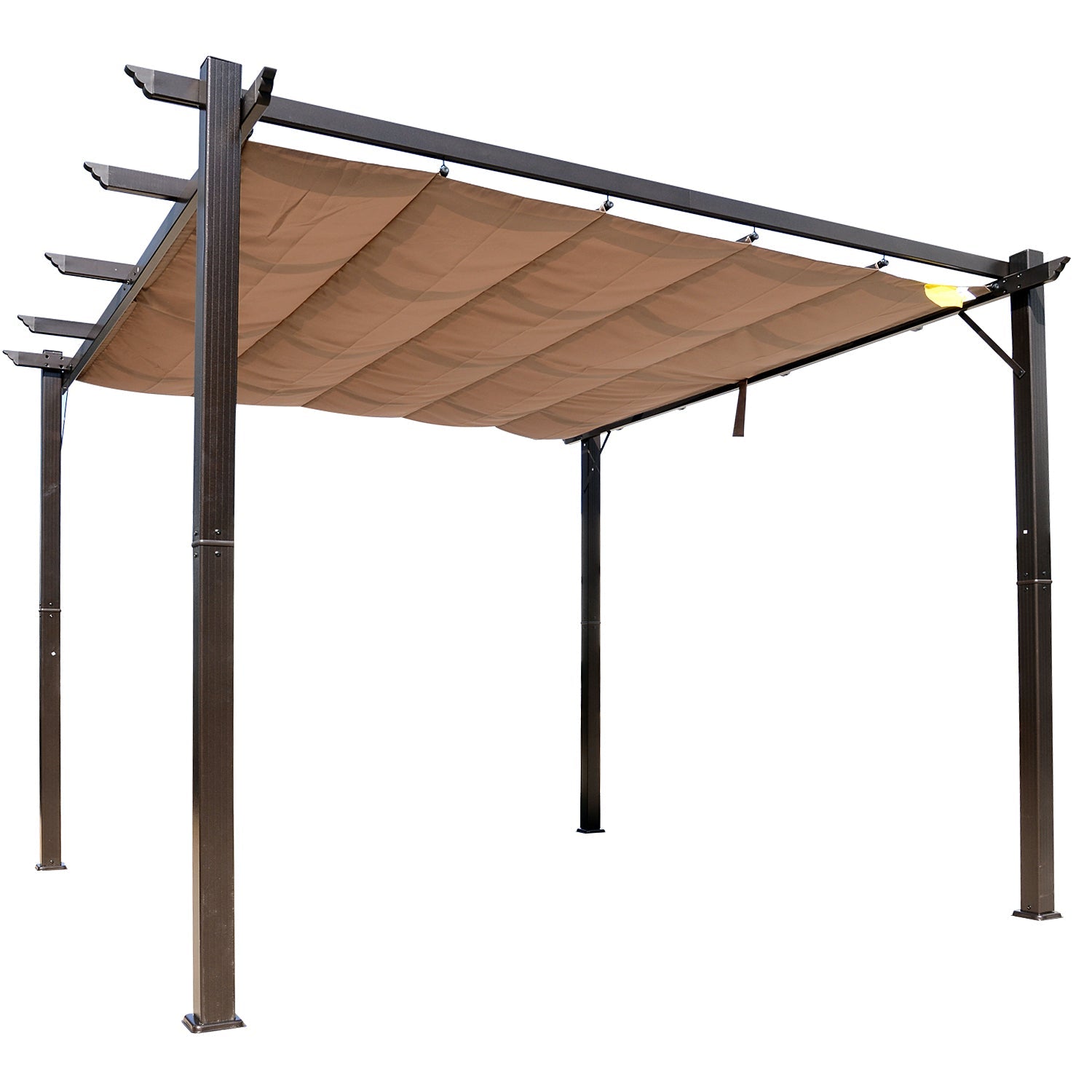 Outsunny 10'x10' Aluminium Pergola Gazebo Outdoor Canopy Sunshade Square Garden Shelter Trellis Coffee 