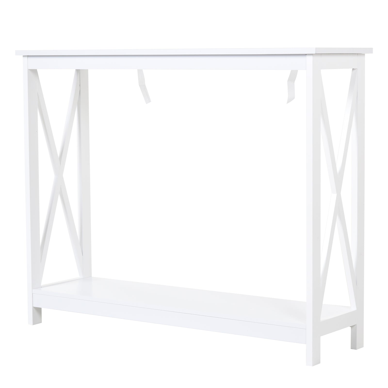 HOMCOM X-Design Console Table: Modern Sofa Side Table with Storage Shelf, Living Room/Entryway, White 