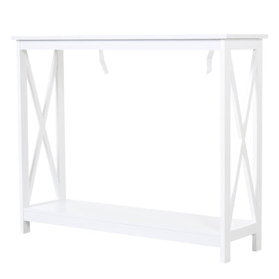 HOMCOM X-Design Console Table: Modern Sofa Side Table with Storage Shelf, Living Room/Entryway, White 