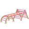 Qaba 8-in-1 Pikler Triangle Set, Foldable Wooden Climbing Toys with Arch, Ramp and Ladder for Ages 18-48 Mouths, Pink