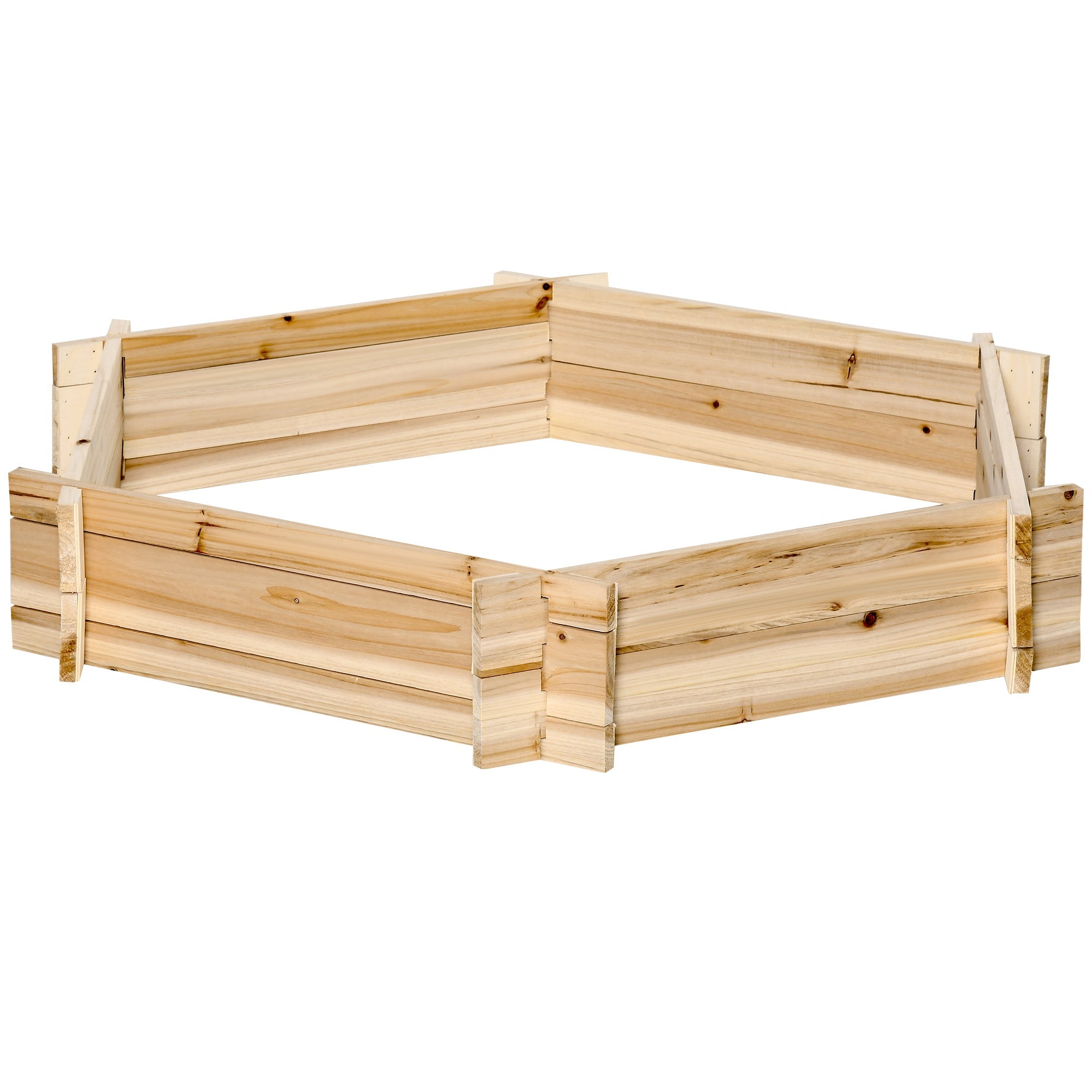 Outsunny 39" x 36" Screwless Raised Garden Bed Hexagon Planter Box Easy DIY Herb Garden Outdoor Patio Backyard Veggies Flowers 