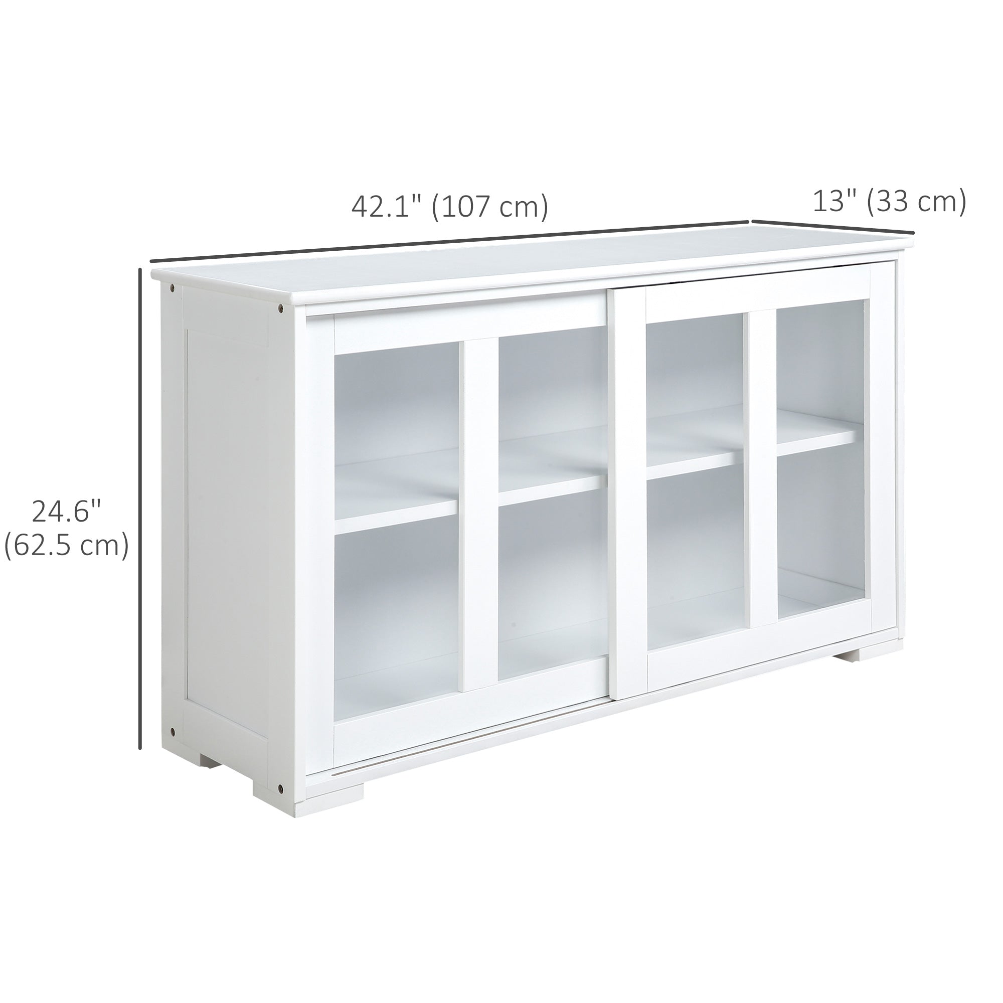 HOMCOM Modern Stackable Cabinet: Kitchen Sideboard Bar Cabinet, Glass Door Console, Cupboard Serving Buffet, Sleek White 