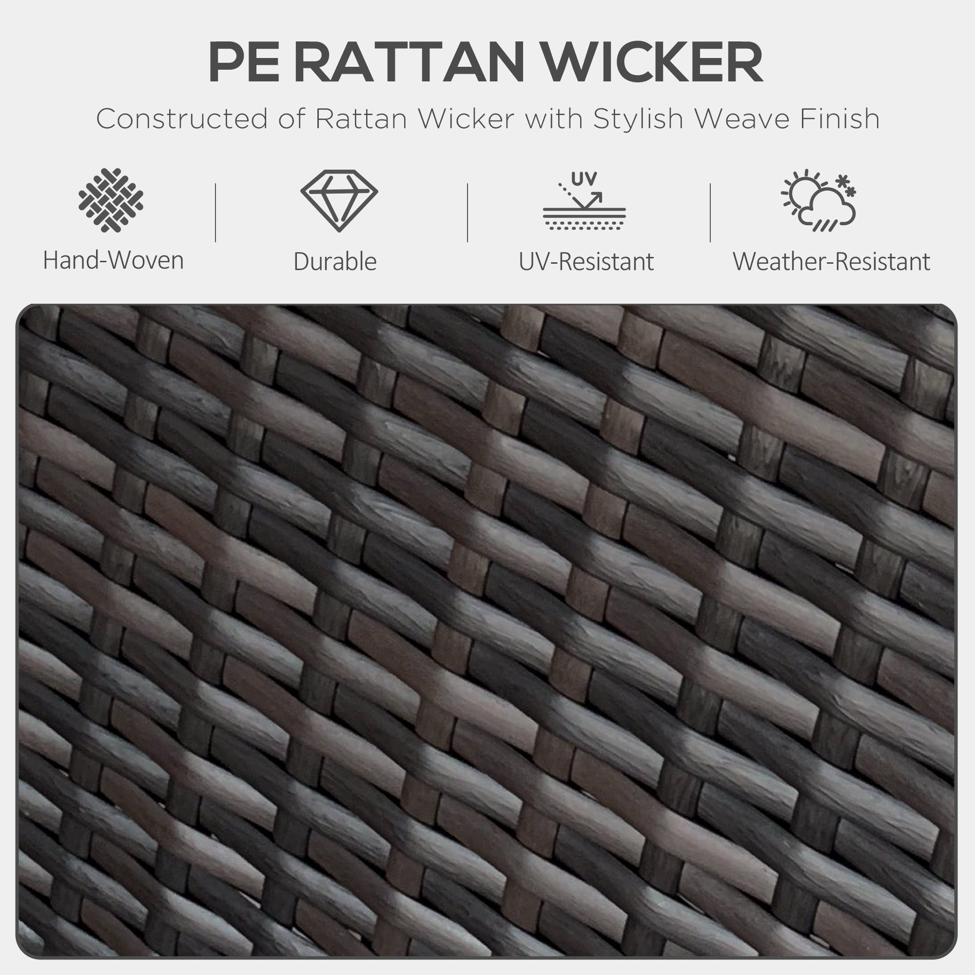 Outsunny Wicker Swivel Chair w/ Cushion, Patio Recliner Chair, Khaki 