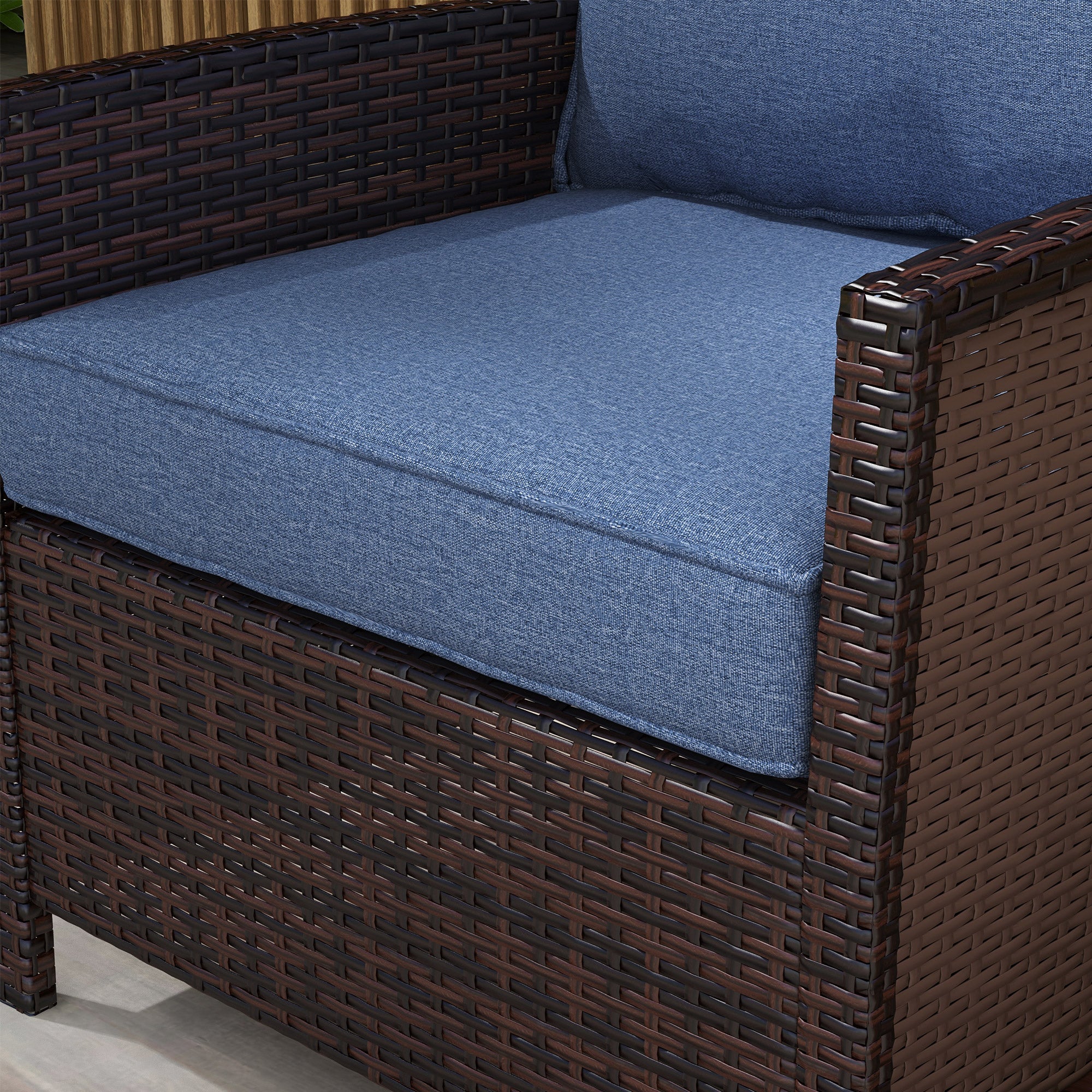 Outsunny 4-Piece Seat Cushion Pillows Replacement, Patio Chair Cushions Set with Back for Indoor Outdoor, Blue 