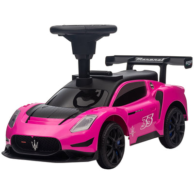 Qaba Licensed Maserati GT2 Baby Sliding Car with Storage, Music, Horn, Foot to Floor Toddler Car for 18-60 Months, Pink 