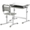 Qaba Height Adjustable Study Table and Chair Set with Drawer, Pen Slot, Tiltable Desktop, Hook, Grey