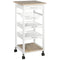 HOMCOM White Rolling Kitchen Cart: Mobile Utility Island with Storage Drawer, Wire Basket & Tray Versatility