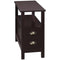 HOMCOM Slim Side Table: Narrow End Table with 2 Drawers and Storage Shelf, Sofa Side Table for Living Room, Compact Nightstand