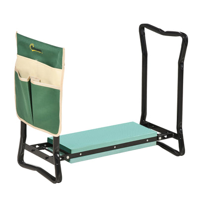 Outsunny Garden Kneeler and Seat Foldable Bench with EVA Foam Padding and Tool Pouch Gardening Supplies 