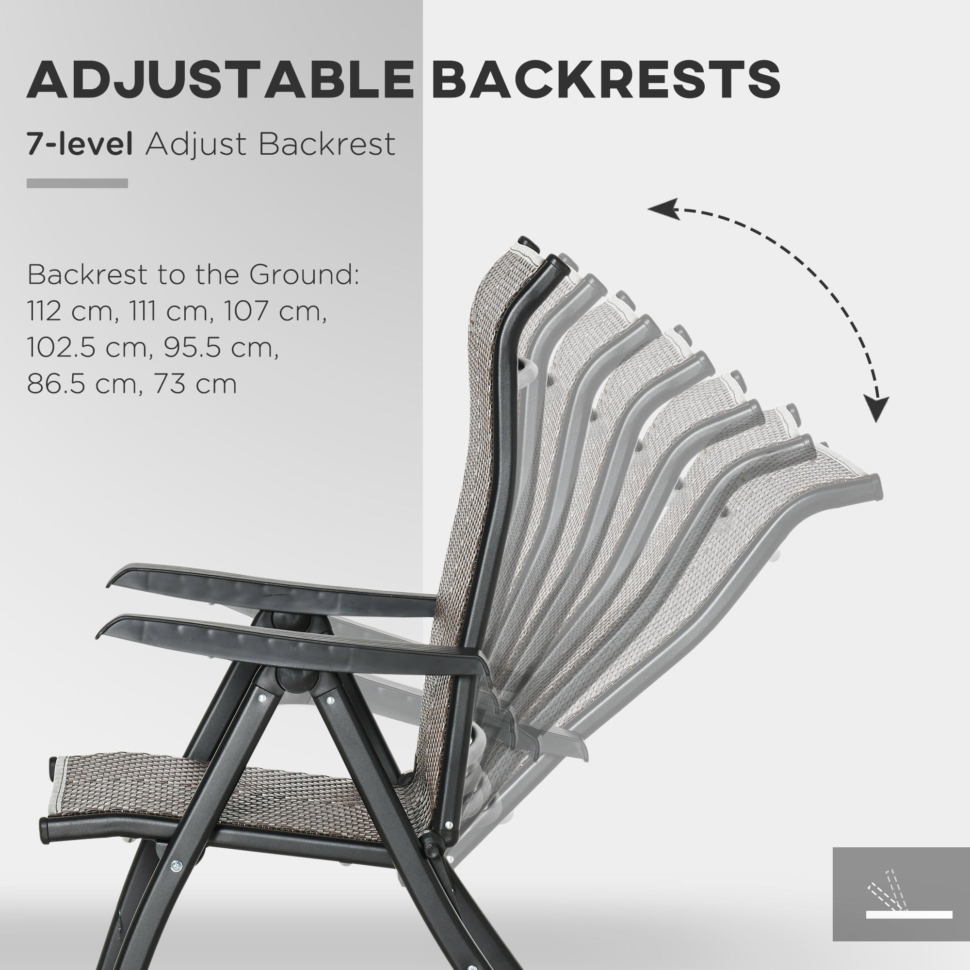 Outsunny 2PC Outdoor Rattan Folding Chairs Adjustable Backrest Patio Dining Armrests Red 