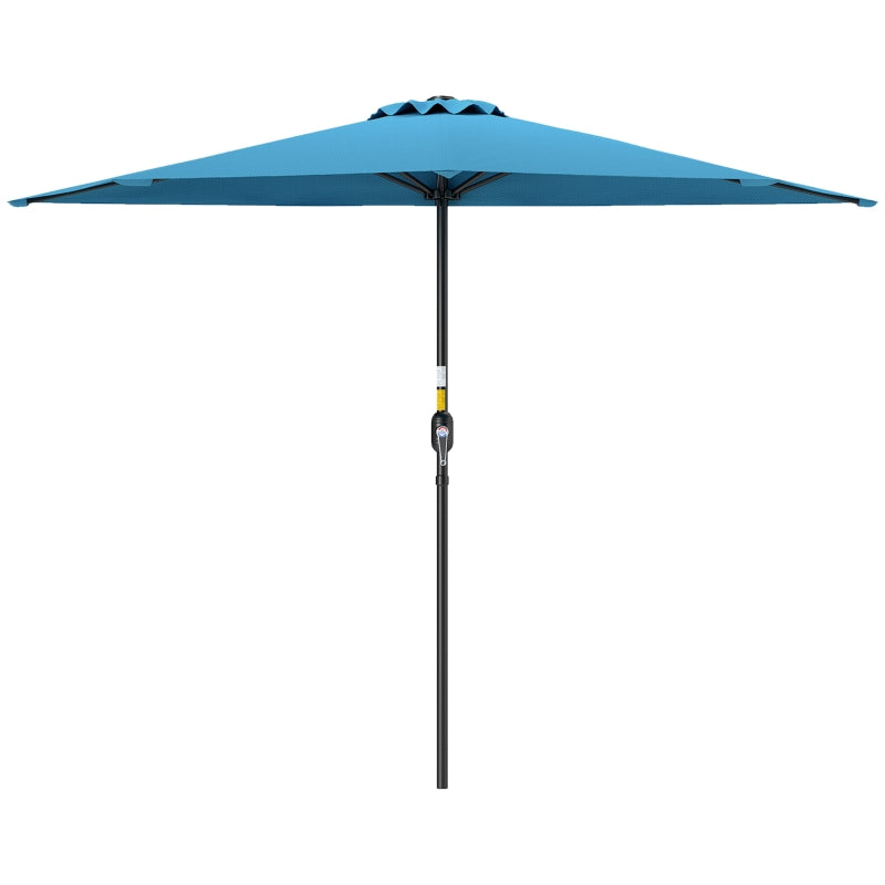 9ft Half Round Umbrella Outdoor Patio Garden Balcony Parasol Window Sun Shade w/ 5 Ribs, Light Blue