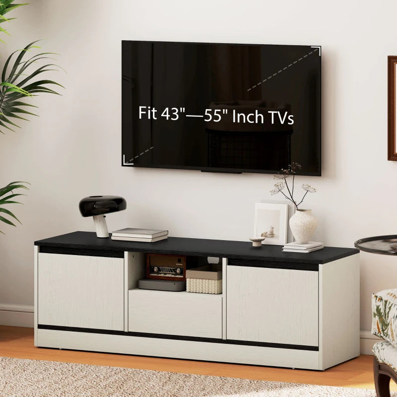 TV Stand for 43-55 Inch TV,  Entertainment Center w/ Cabinets, Shelf, Drawer and Cable Management for Living Room, White