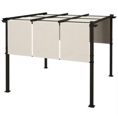 Outsunny Metal Outdoor Pergola 10'x10' with Retractable Canopy for Garden Patio Backyard Deck 