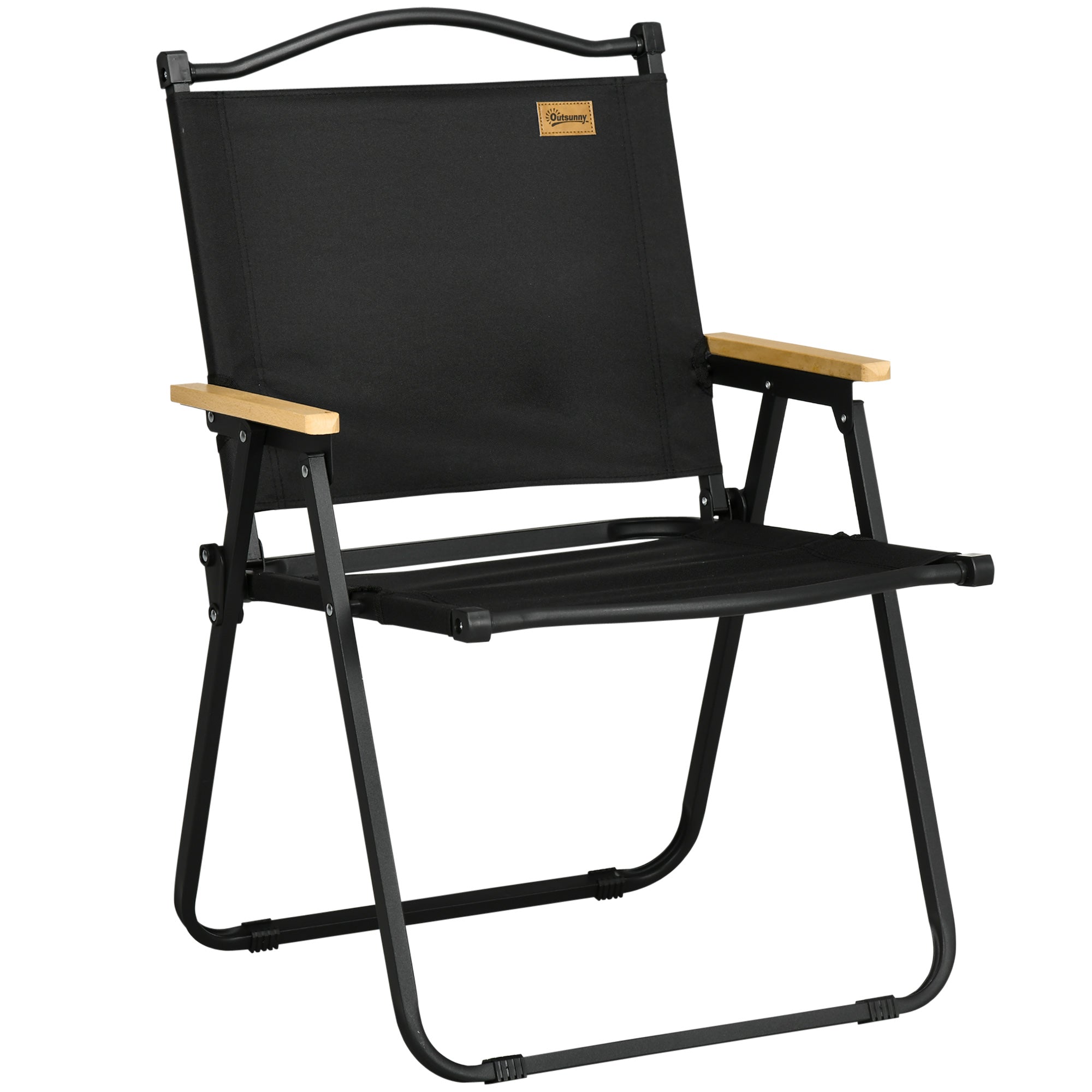 Outsunny Camping Chair, Lightweight Folding Chair, Portable Armchair, Excellent for Festivals, Fishing, Black 
