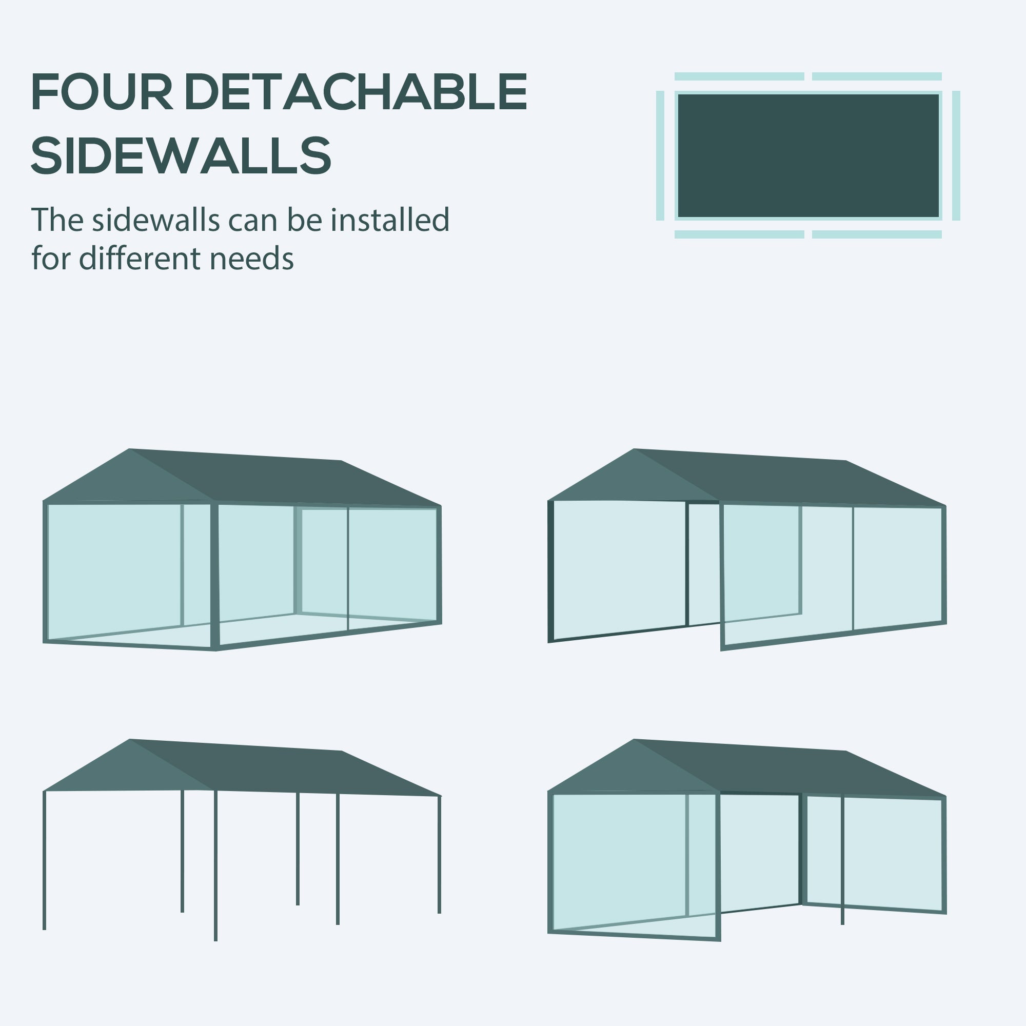 Outsunny 19' x 9' Party Tent Gazebo Canopy with 4 Removable Window Side Walls for Outdoor Event with Wind Ropes and Ground Stakes 