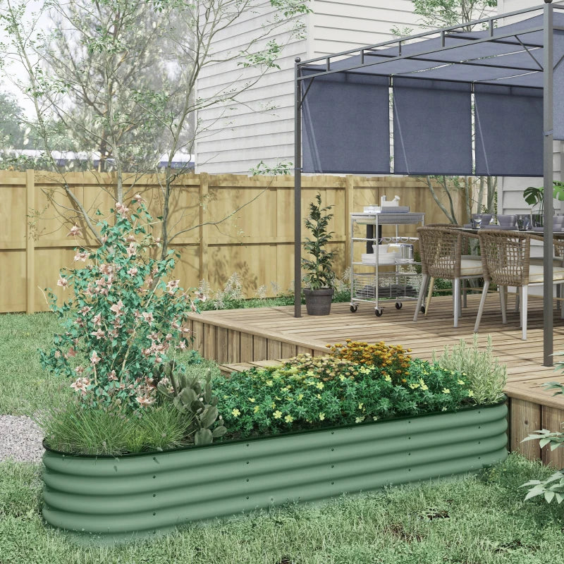 8 x 2 x 1.5 FT Galvanized Steel Raised Garden Bed, Metal Garden Bed Planter Box with Safety Edging, Green