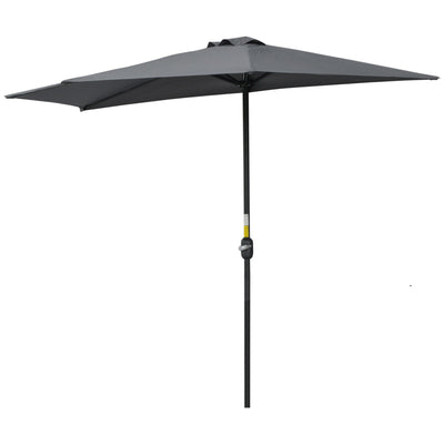 Outsunny Patio Parasol: 9.8ft Semi Round Garden Balcony Crank Handle Grey 