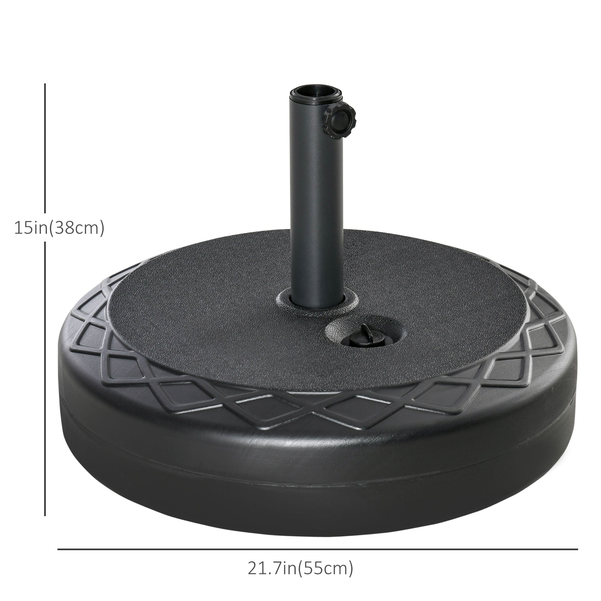 Outsunny 22" Round Parasol Base Outdoor Umbrella Stand Holder Black Water Filled for Φ38/48mm Poles 