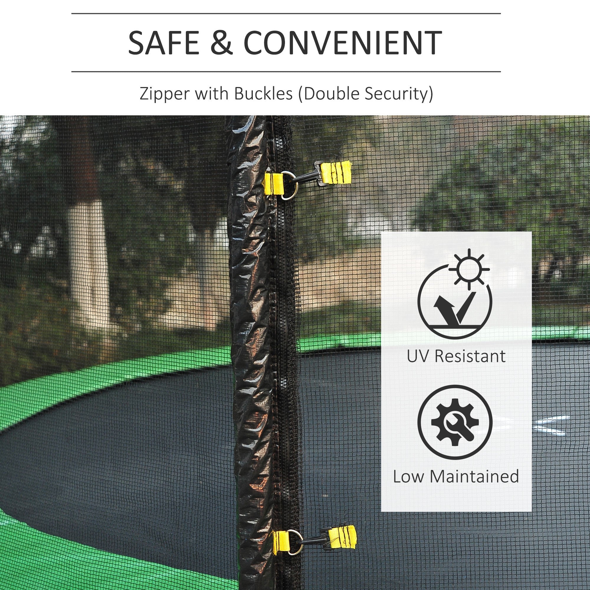 HOMCOM 12' Round Trampoline Replacement Net Enclosure Safety Net Fence with 4 Arch 8 Poles Black 