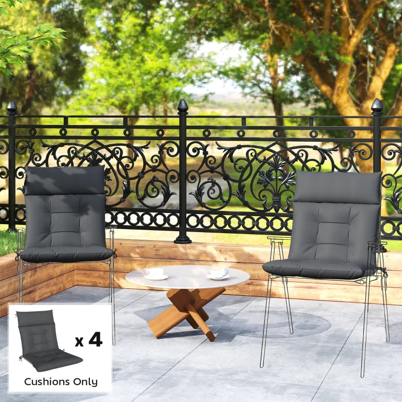 Patio Chair Cushions Set of 4, Waterproof Non-Slip Lounge Chair Cushions, 44"x21", Dark Grey