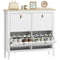 Narrow Shoe Cabinet with 4 Flip Drawers, Adjustable Shelves for Entryway, Holds 12-20 Pairs, White